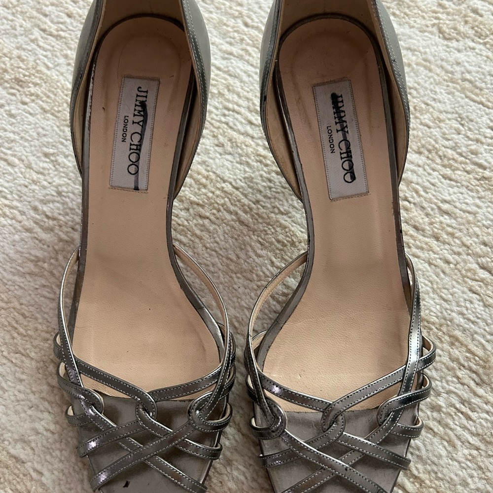 Jimmy Choo Silver Strappy Heels